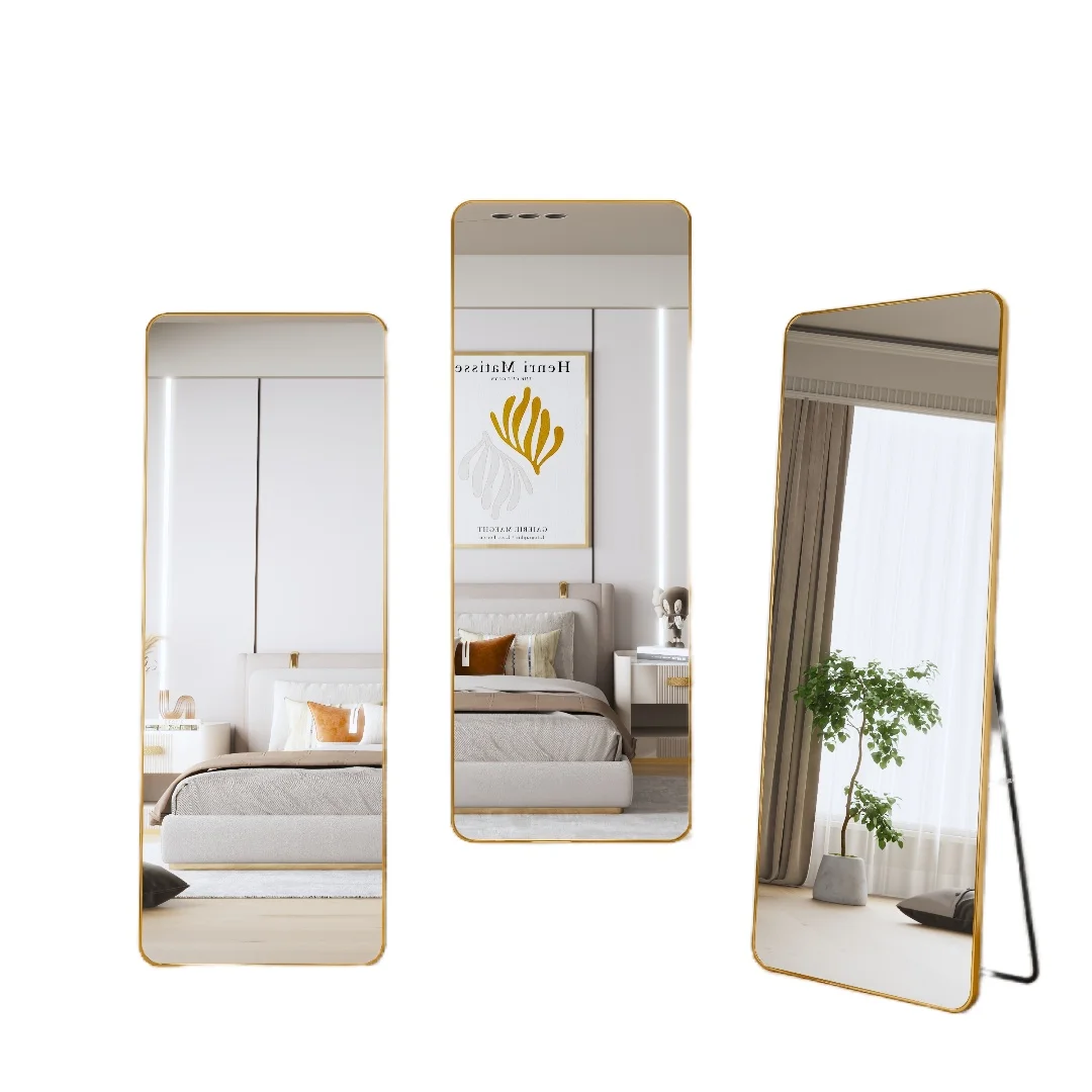 Factory Supply Luxury Morden HD Wall Mounted Mirrors Large Rectangle Wall Hanging Metal Framed Mirror For Hair Salon Mirror