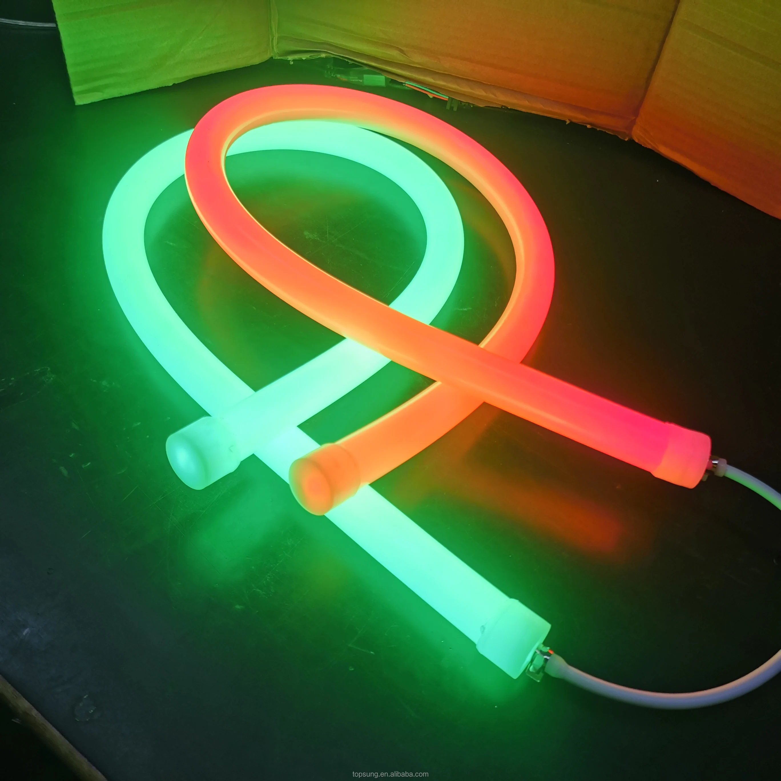 5m Round led neon 40mm multi colors 360 degree waterproof flexible soft hose 24v Silicone neon flex tube
