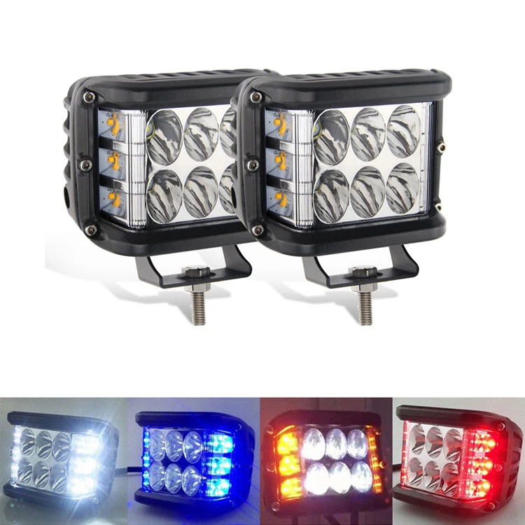 Dual Color 72W LED Work Light Strobe car Light Bar Flashing Auto Fog Light For Truck SUV ATV 4WD