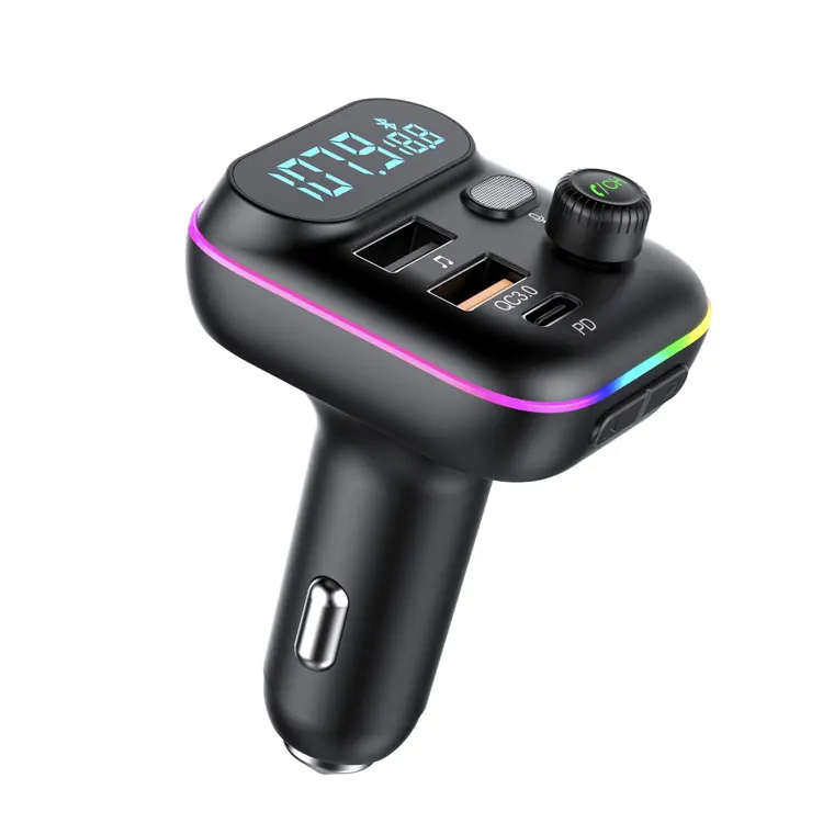 Car BT MP3 player FM transmitter PD 20W QC3.0 fast charging charger colorful light