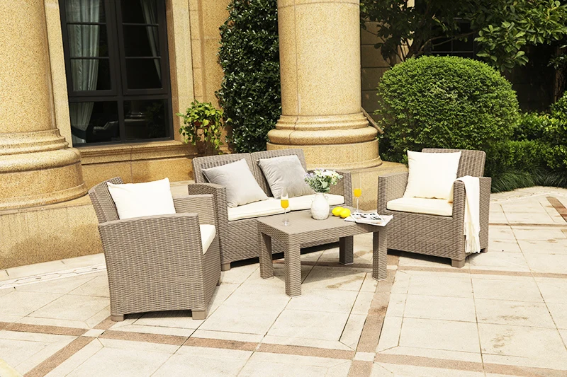 Outdoor Furniture Plastic Rattan Four Pcs garden Sofa Sets