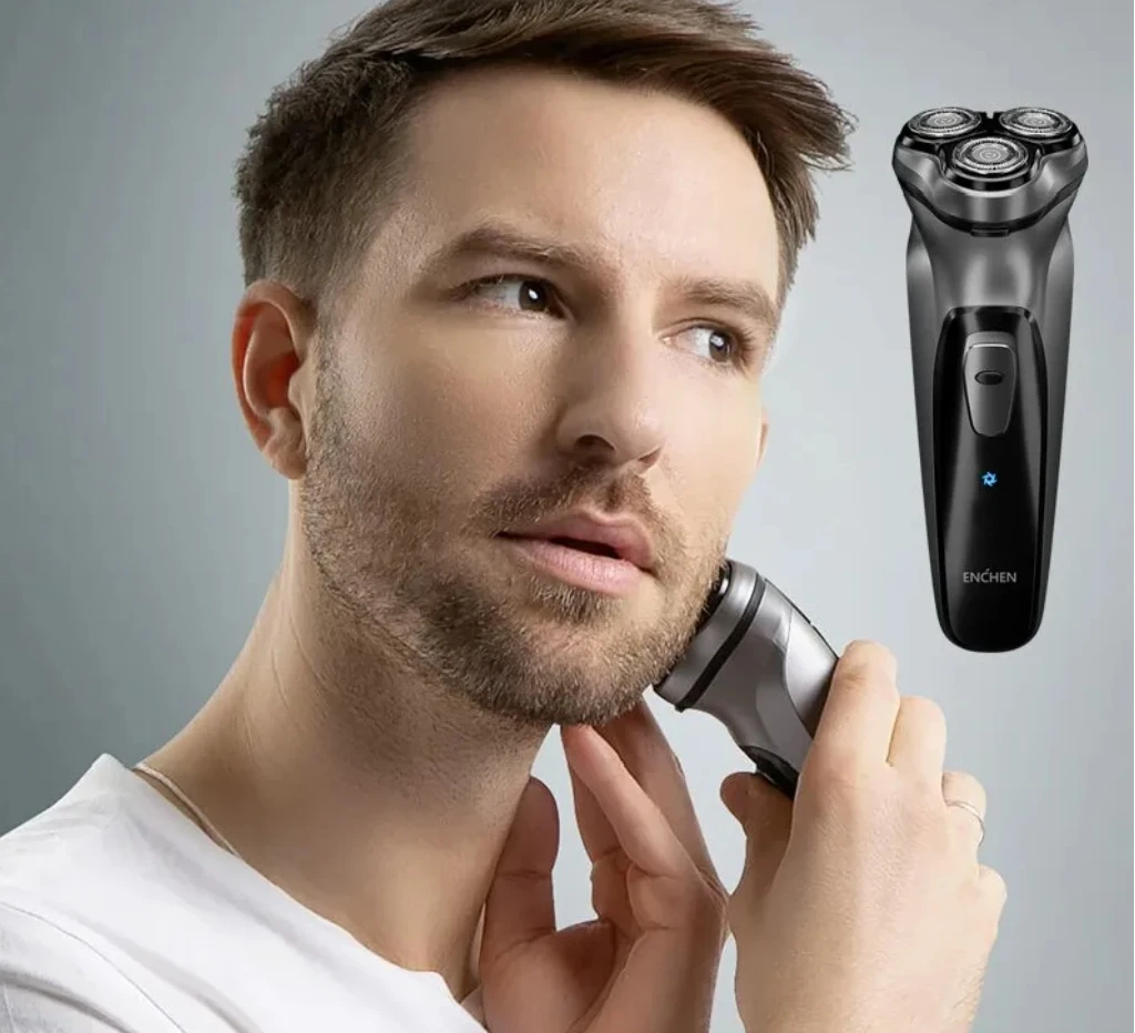 ENCHEN Blackstone Electrical Rotary Shaver 3D Floating Blade Washable Type-C USB Rechargeable Shaving Beard Machine for Men