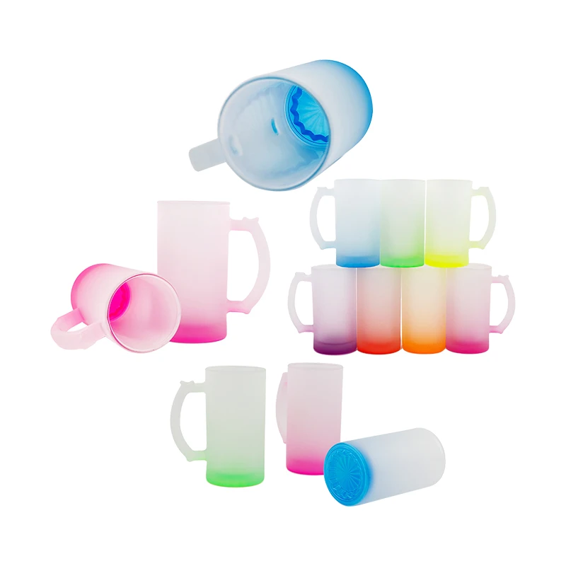 DIY blank sublimation 16oz Drinking Glasses beer cups with handle For Heat Press Printing for Water, Beer,iced coffee, soda
