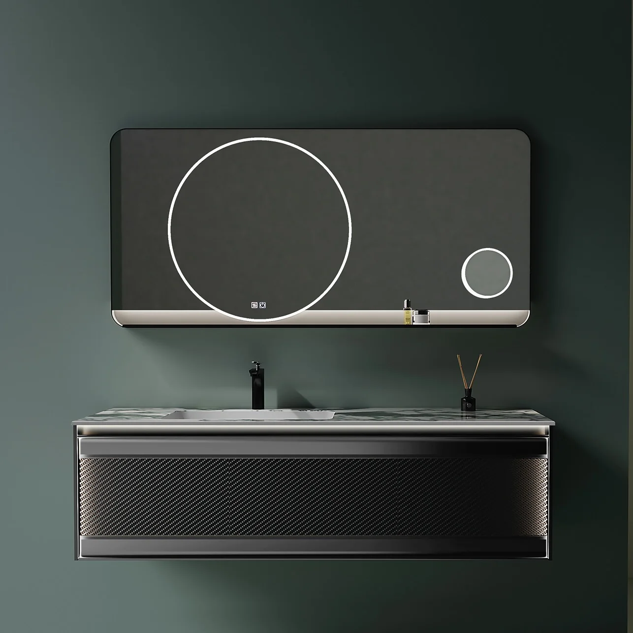 BNITM современный туалетный столик из спеченного камня для ванной комнаты с раковиной и умным светодиодным зеркалом