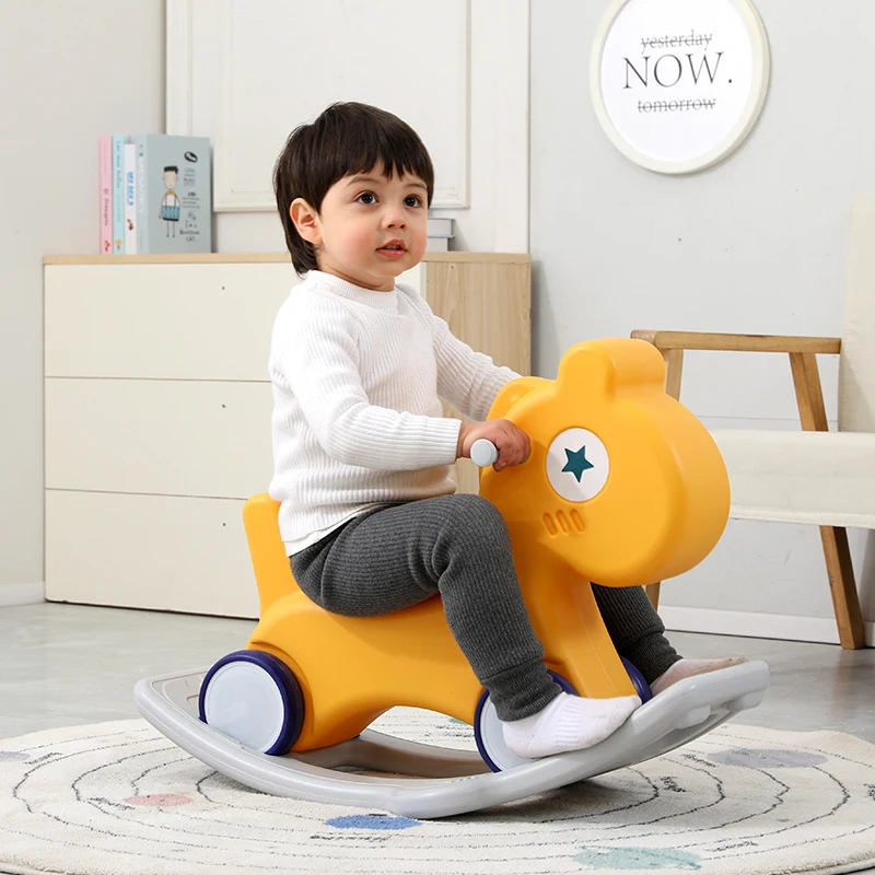 Cartoon New Plastic Rocking Horse Sliding Toy Children Rocking Horse Ride On Toy Horse For Kids