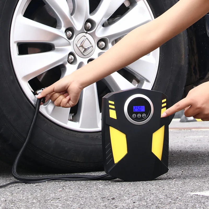 Auto emergency light car tyre inflator 12v portable air pump for car tires