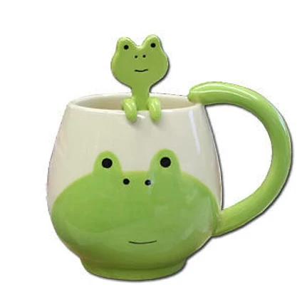 Green Frog Shape Ceramic Tea Promotional Mug