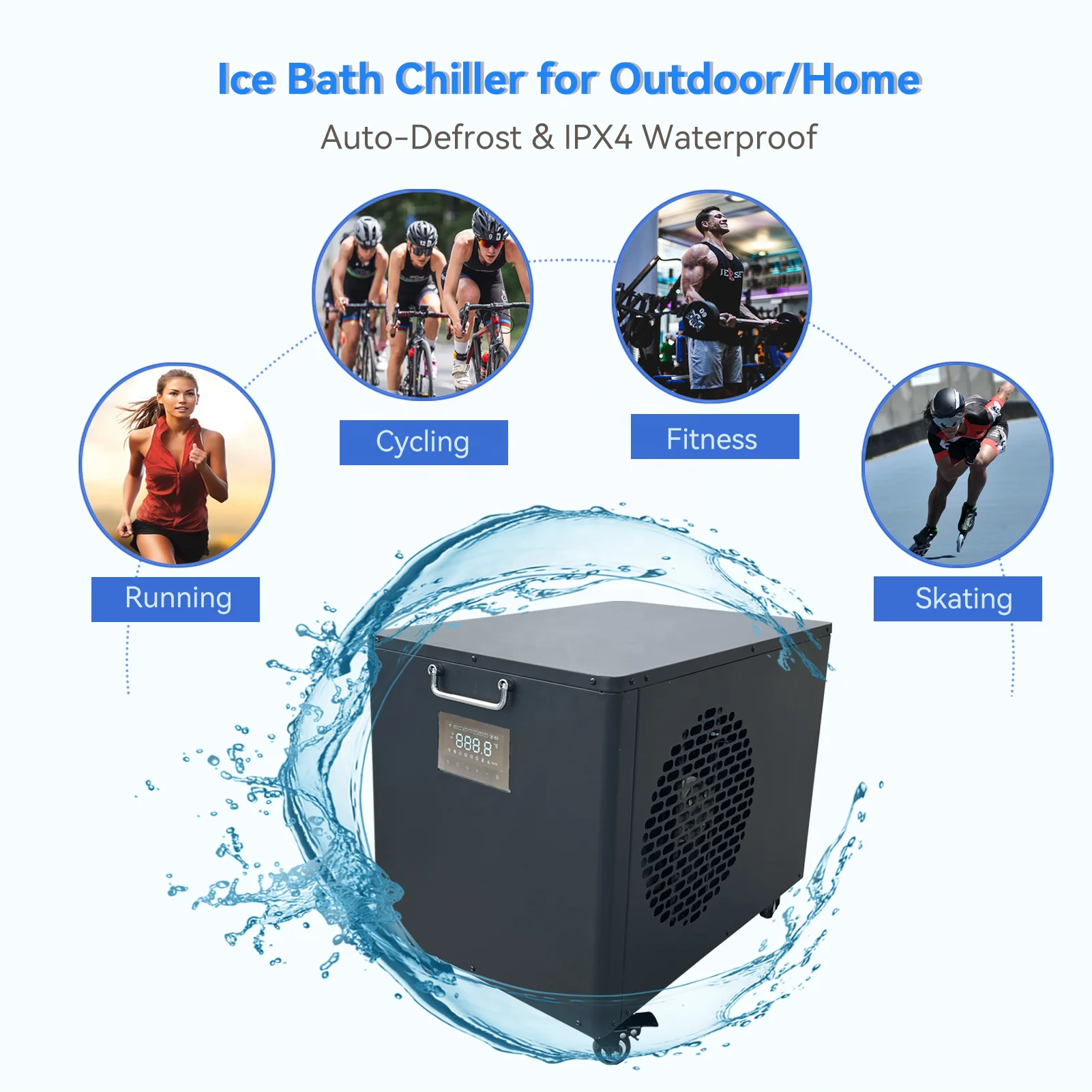 Hi-Q Group Cold Plunge Chiller 1hp Cooling System Mini Water Chiller Ice Bath Machine Athlete Fitness Recovery Ice Chiller 1hp