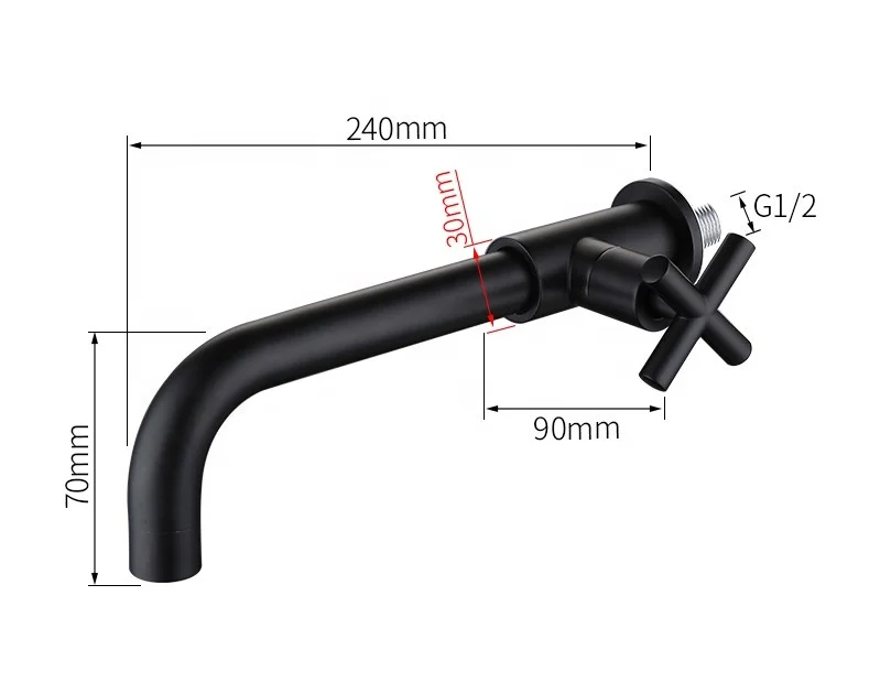 Wholesale Modern Brass black basin  Faucet Wash Machine Bathroom Taps Mounting Basin Wall mounted Cold Water Wall Mounting Tap