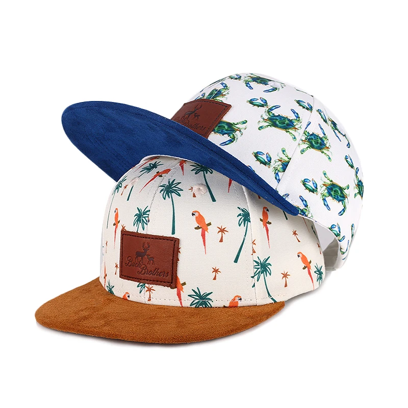 custom kids sublimation printed sport cap with suede brim children snapback cap hat