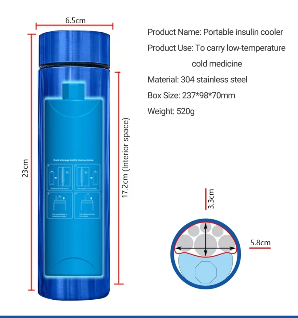 SVR Medical Temperature Sensitive Refrigerator Insulin Cooling Portable Freezer 500ML Insulin Cooler Travel Cooler
