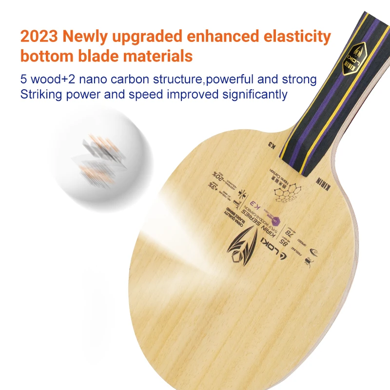 Loki K3 Professional Table Tennis Bat Bottom Plate Fast Attack Table Tennis Blade With High Quality Nano Carbon