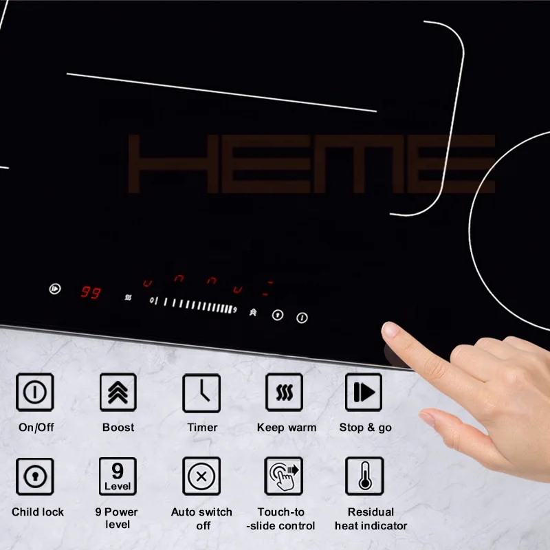 Hot Sell Kitchen Appliances Piano Built in Induction Cooker Black Glass 4 Burners Hob Cottura a Induzione 90cm Electric 7000 N/A