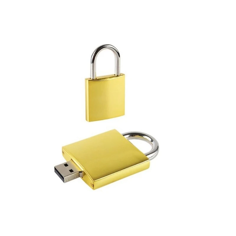 Fillinlight Creative Business Gift Golden Door Lock USB Flash Drive Metal Usb 2.0 Flash Memory