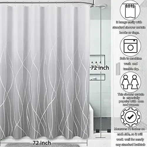 2022 Amazon hot sell Stripe Fabric Water Repellent Modern Shower Curtains for Bathroom
