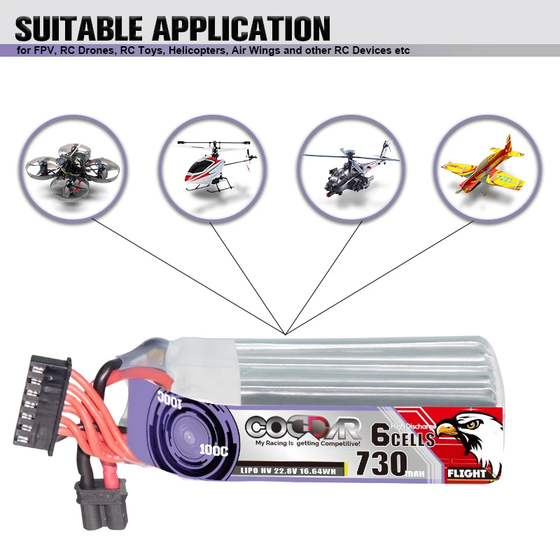 Coddar литий-полимерный аккумулятор 6S 730mAh 22 8 V 100C XT30 разъем для FPV Дрон Вертолет радиоуправляемый гоночный литий-ионные