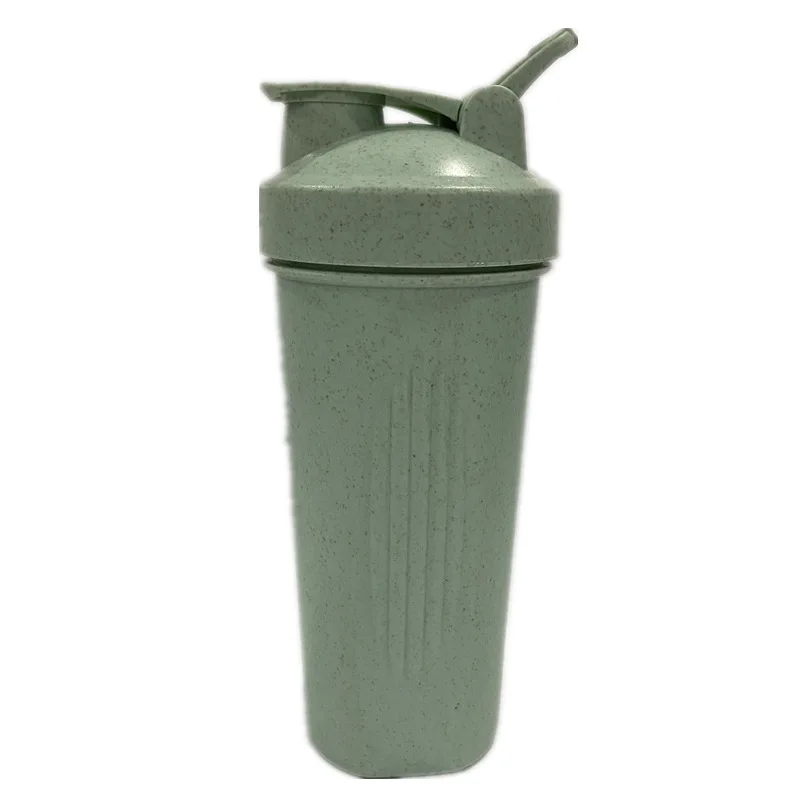 New Style Modern Biodegradable Wheat Straw Protein Shaker Cup Bottle 600ml Empty Plastic Shaker Bottle