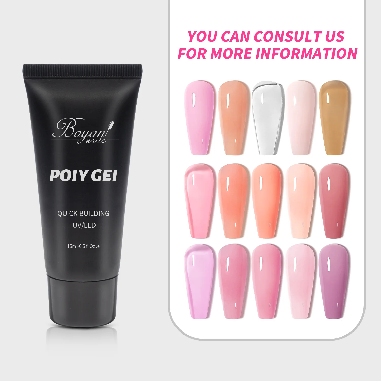 SCI custom consistency private label organic bright colors nail art poly build gel kit