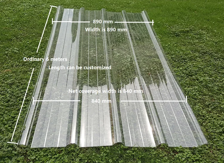 Hard clear plastic 1.2mm corrugated  polycarbonate  roof sheet for greenhouse sun room