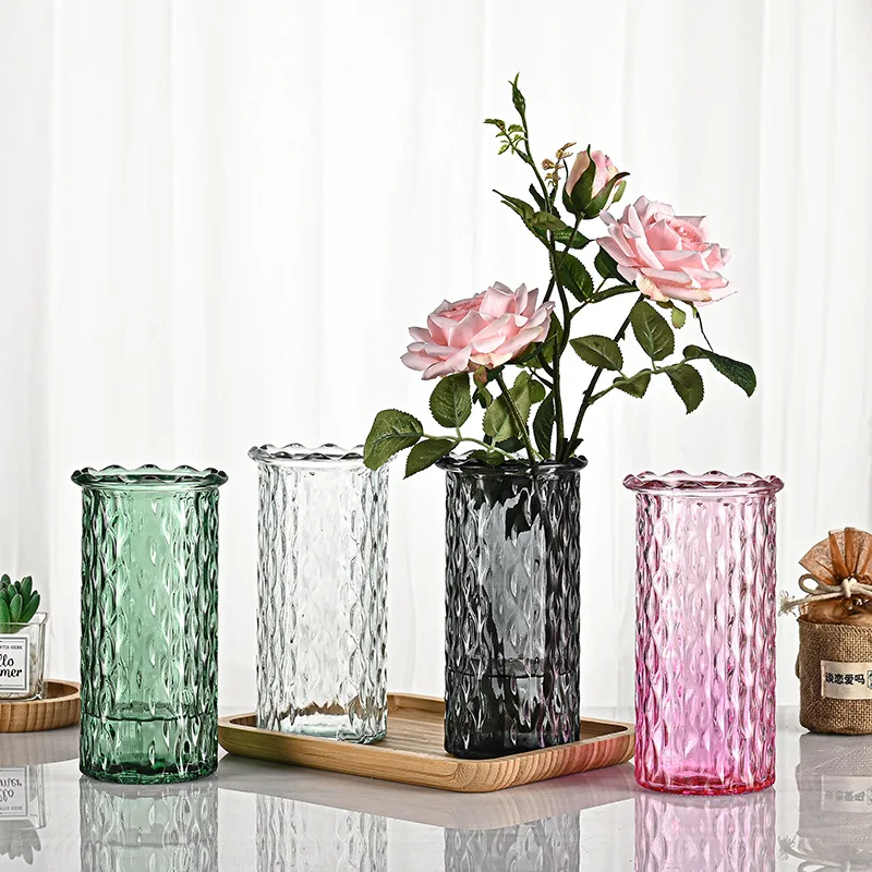 Colorful transparent vase modern Nordic luxury living room home decoration ornaments flower arrangement Clear glass vase