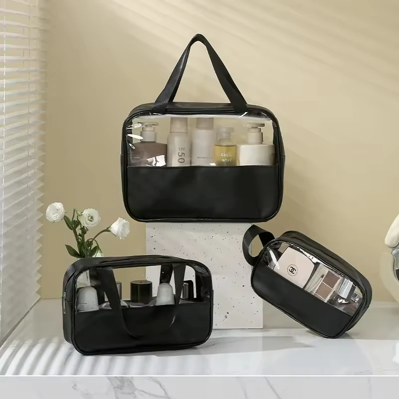 3pcs set waterproof large capacity transparent makeup wash bag travel storage organizer bag portable cosmetic bag