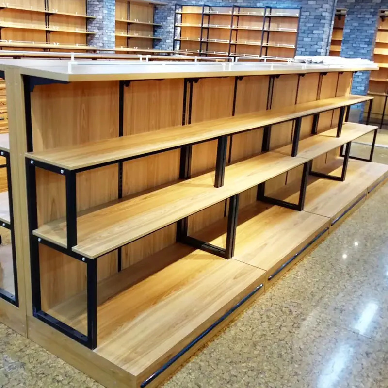 750kg Stainless Steel Display Rack Cheap Store Shelving Wood Shelves for Shops
