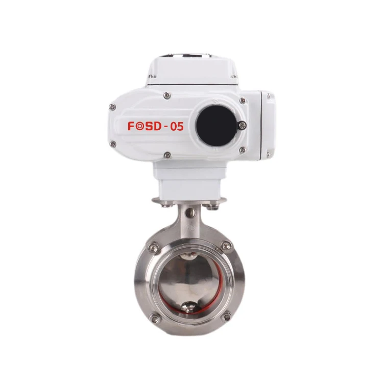 Stainless Steel 304Motorized Electric Operated butterfly valve Hard Seal food grade electric actuator sanitary butterfly valve