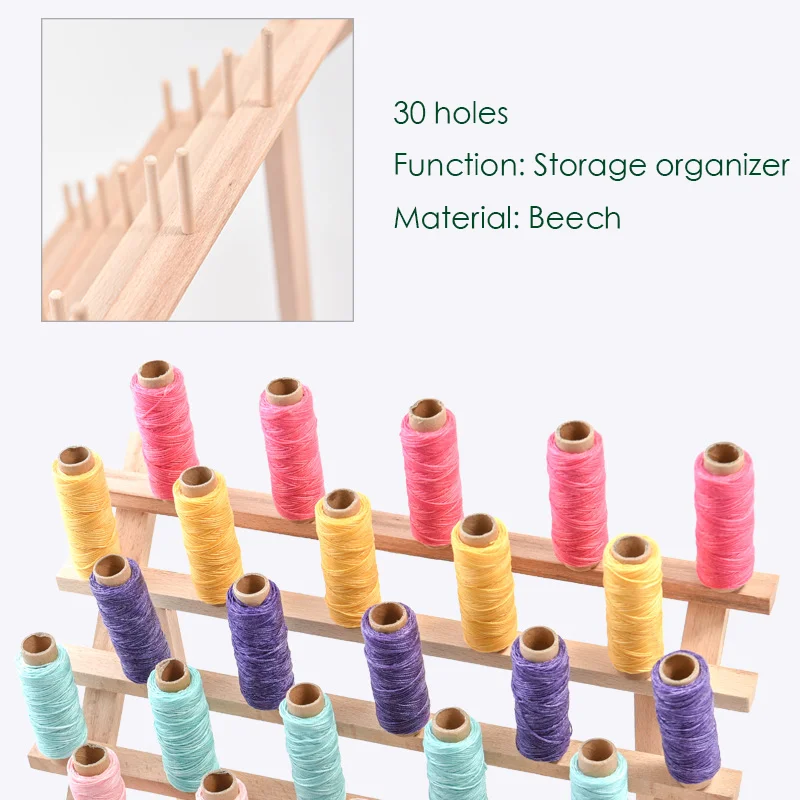 30 Spool Solid Wood Household Sewing Accessories Custom Embroidery Thread Display Storage Rack Holder