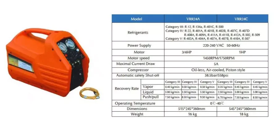 Refrigeration Service Refrigerant R22,R134,R404 Gas Recovery Machine, HVAC Tool