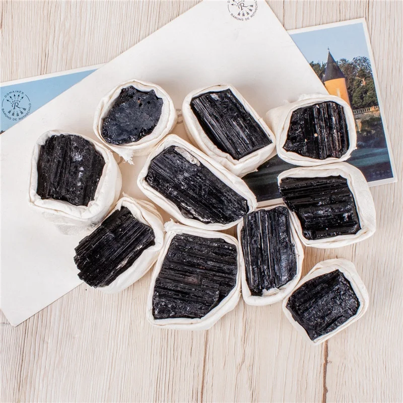 Large black tourmaline  crystal mineral material stone box set crystal  healing stones