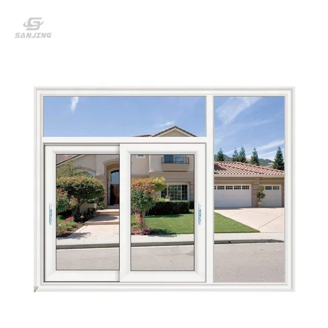 Sanjing upvc double glazed tinted glass bronze color sliding windows cheap upvc window