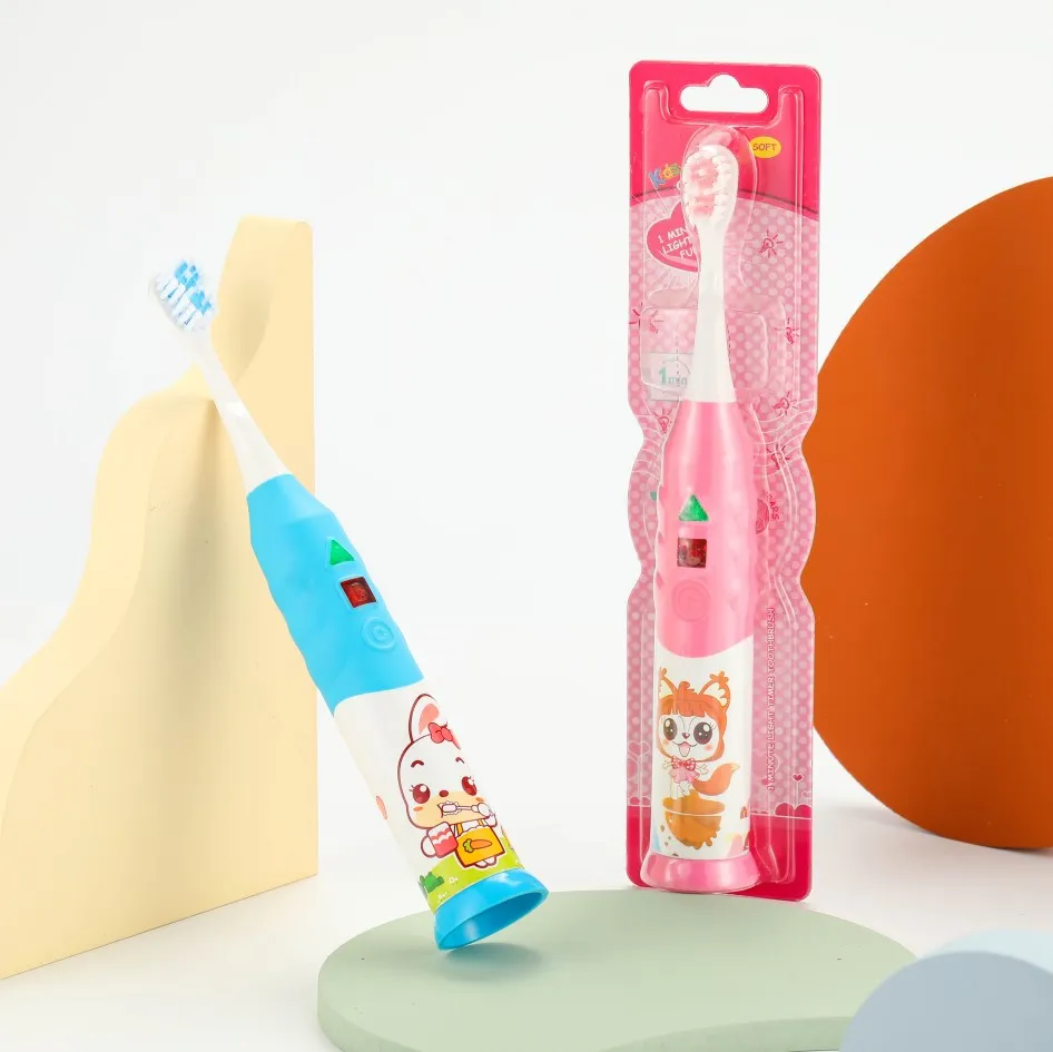 High Quality Cartoon Oral Care Soft Round Head Sonic Kid Rotary Electric Toothbrush With Led