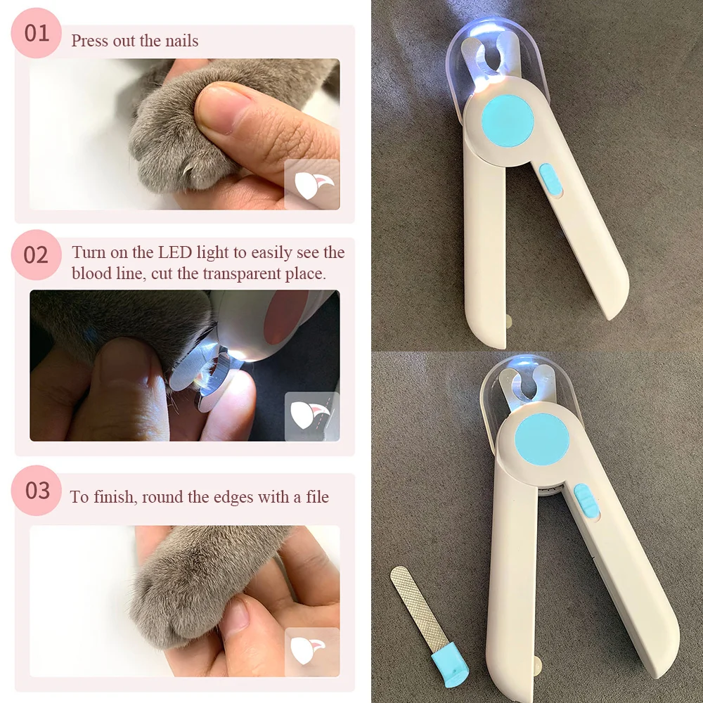 
Avoid Over-Cutting Led Dog Nail Clippers,Cat Nail Clipper, Pet Grooming Nail Tool 