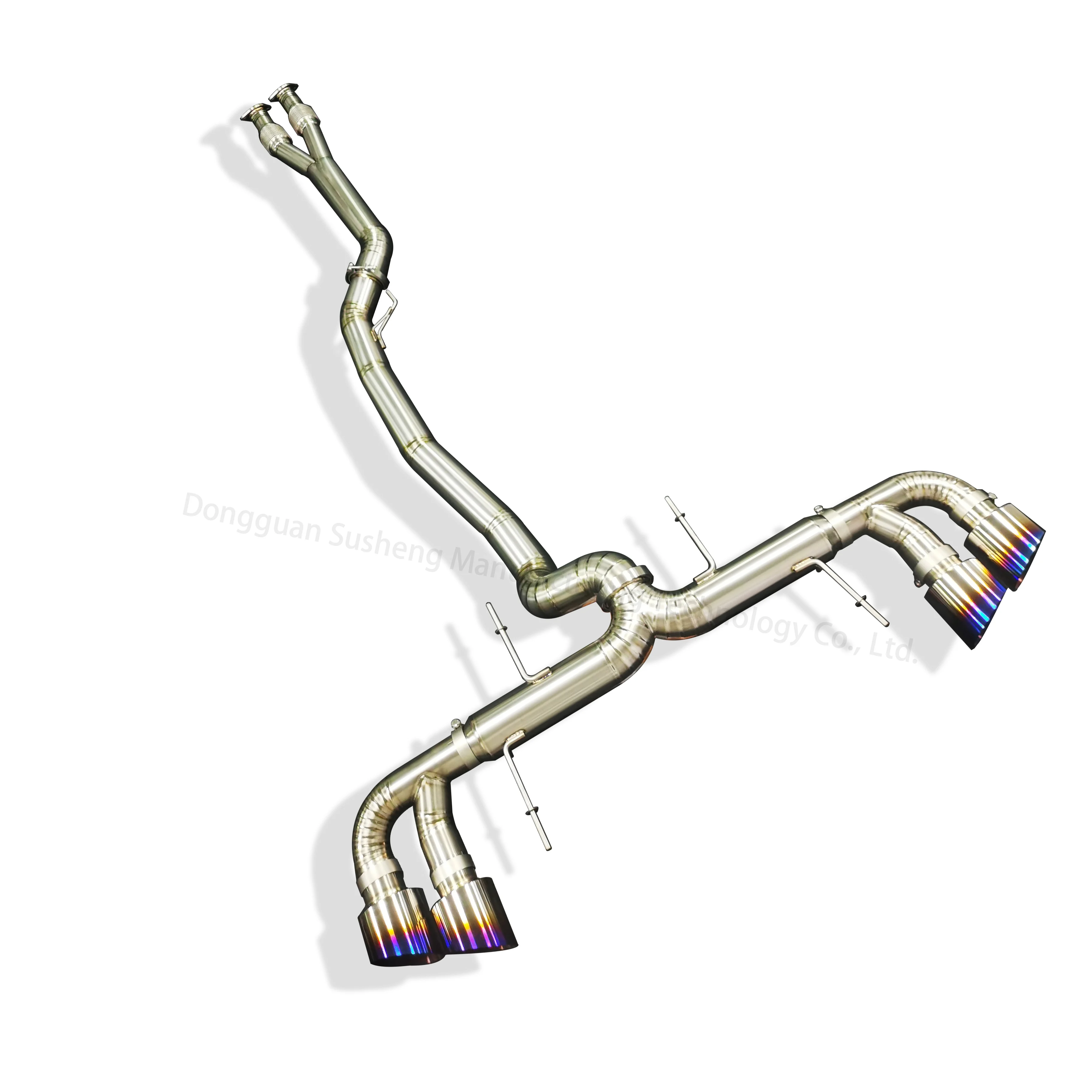 Hot sales JDM titanium exhaust systems GR1 GR5 102MM pipe diameter catback muffler for Nissan GTR35 with blue tips