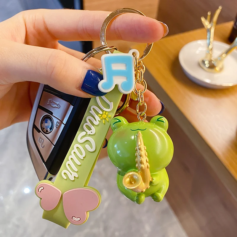 BaiMao original design happy frog pendant key chain bag purse pendant decor cute cartoon car keychain