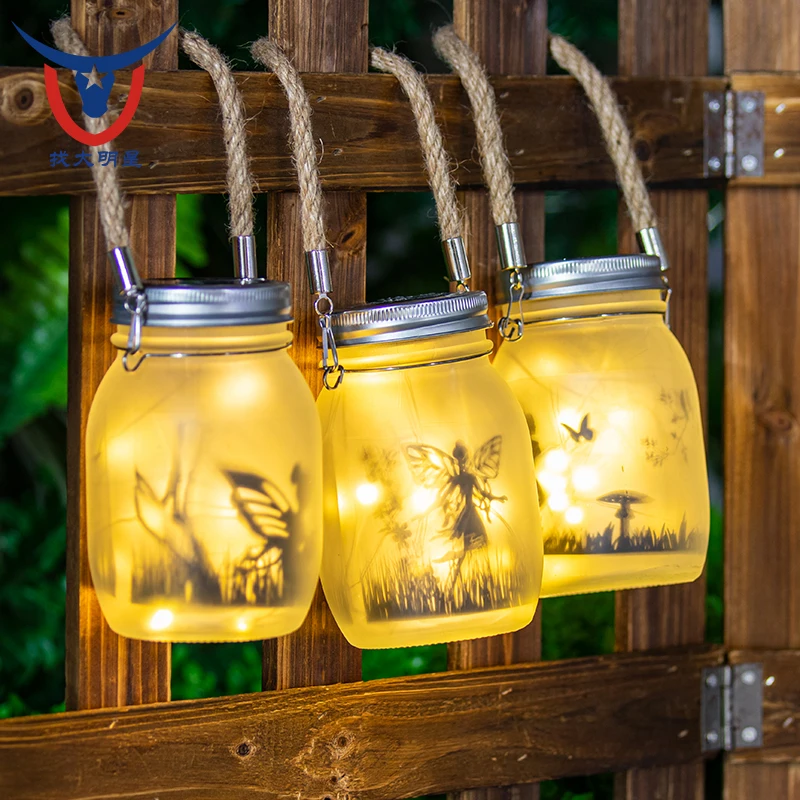Solar Light Outdoor Fairy Lantern Hanging Glass Mason Jar Sun Garland Led Lamp For Tree Garden Fence Lawn Wedding Party Decor