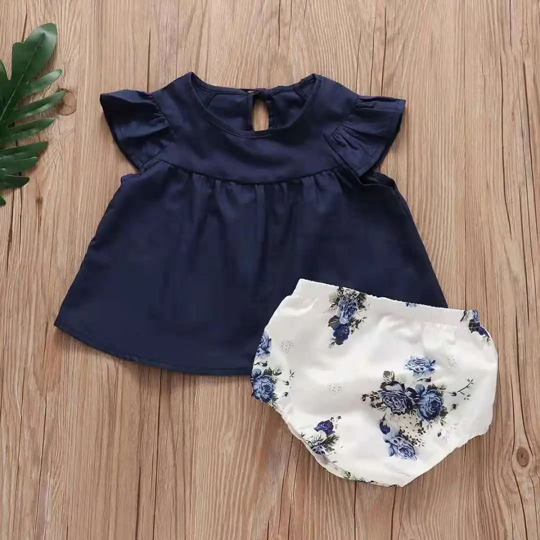
Summer Short-sleeve Baby Girls Clothing Set Fashion Home Wear Cute Children Clothing Boutique Clothing New Design Sets 
