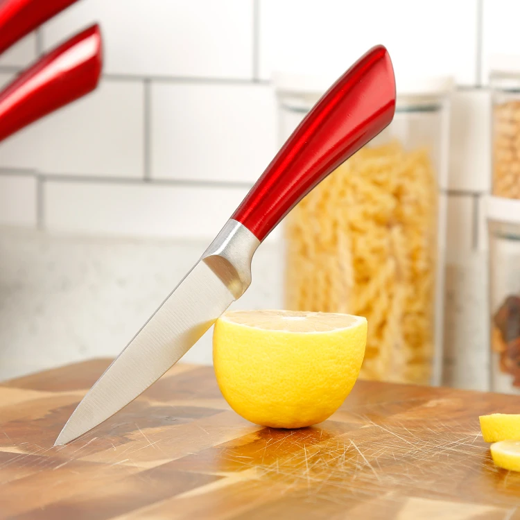 Red Steel Stainless Steel Cookware Butcher Knife Set Kitchen Chef Knife Dinnerware Themed Thread Cutting Tool Made in China
