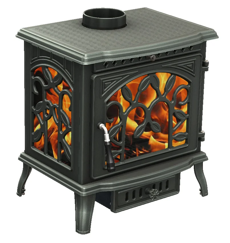 
Three sides glass cast iron wood burning stove 