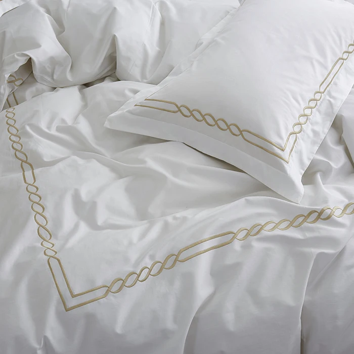 Luxury duvet cover Hotel bedding set Cotton White Bedding flat bedSheet Set 4 piece 100% cotton