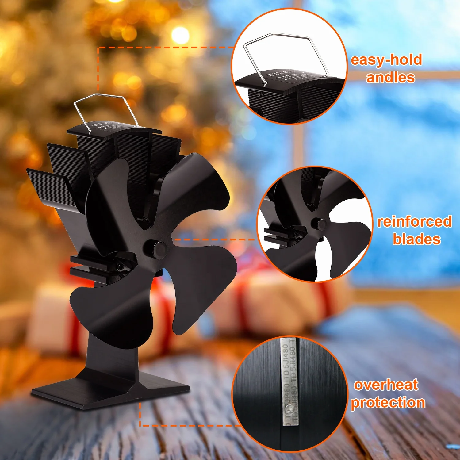 Heat Powered Wood Burning Stove Fan European Style Freestanding Fireplace Stove Fan