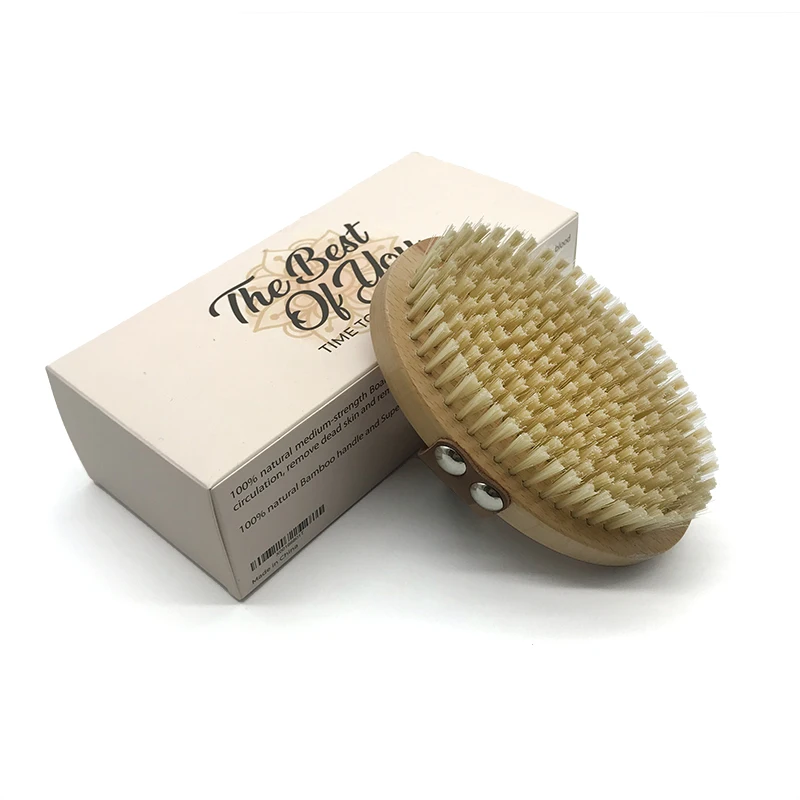 Natural bristles cellulite exfoliating body smoother skin bath brush