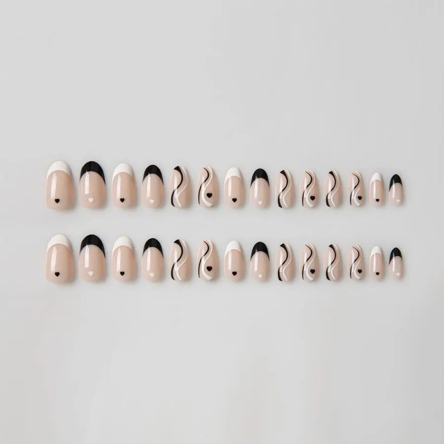 Wholesale Nail Supplier Salon Quality ABS Material Designed French Oval Shape Press on Nails Faux Ongles