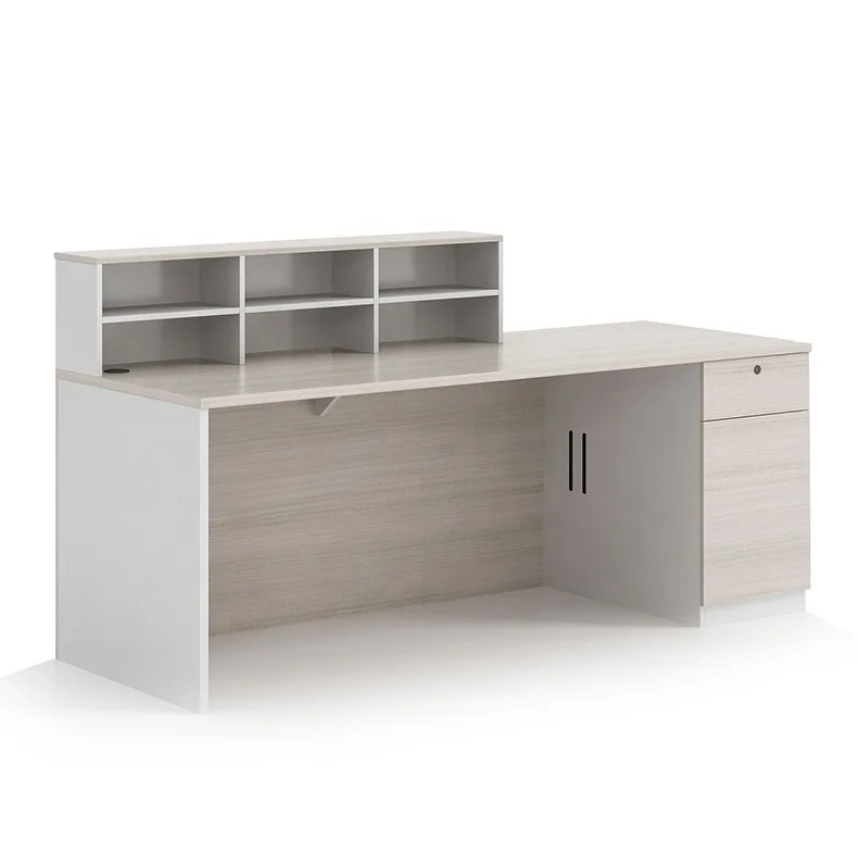 cheap factory office furniture simple design white wood modern reception desk