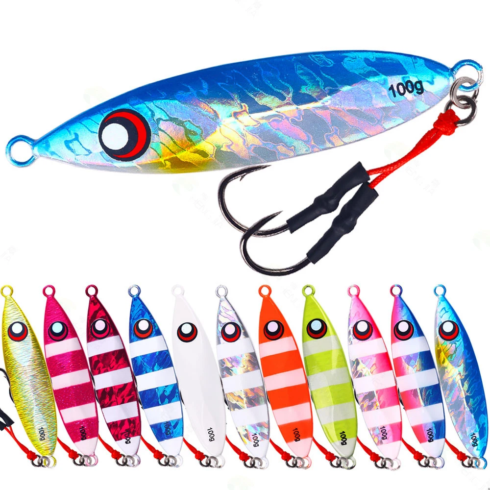 Wholesale 40g 250g 350g luminous laser slow pitch metal jig fishing lure deep sea boat fishing jigger bait