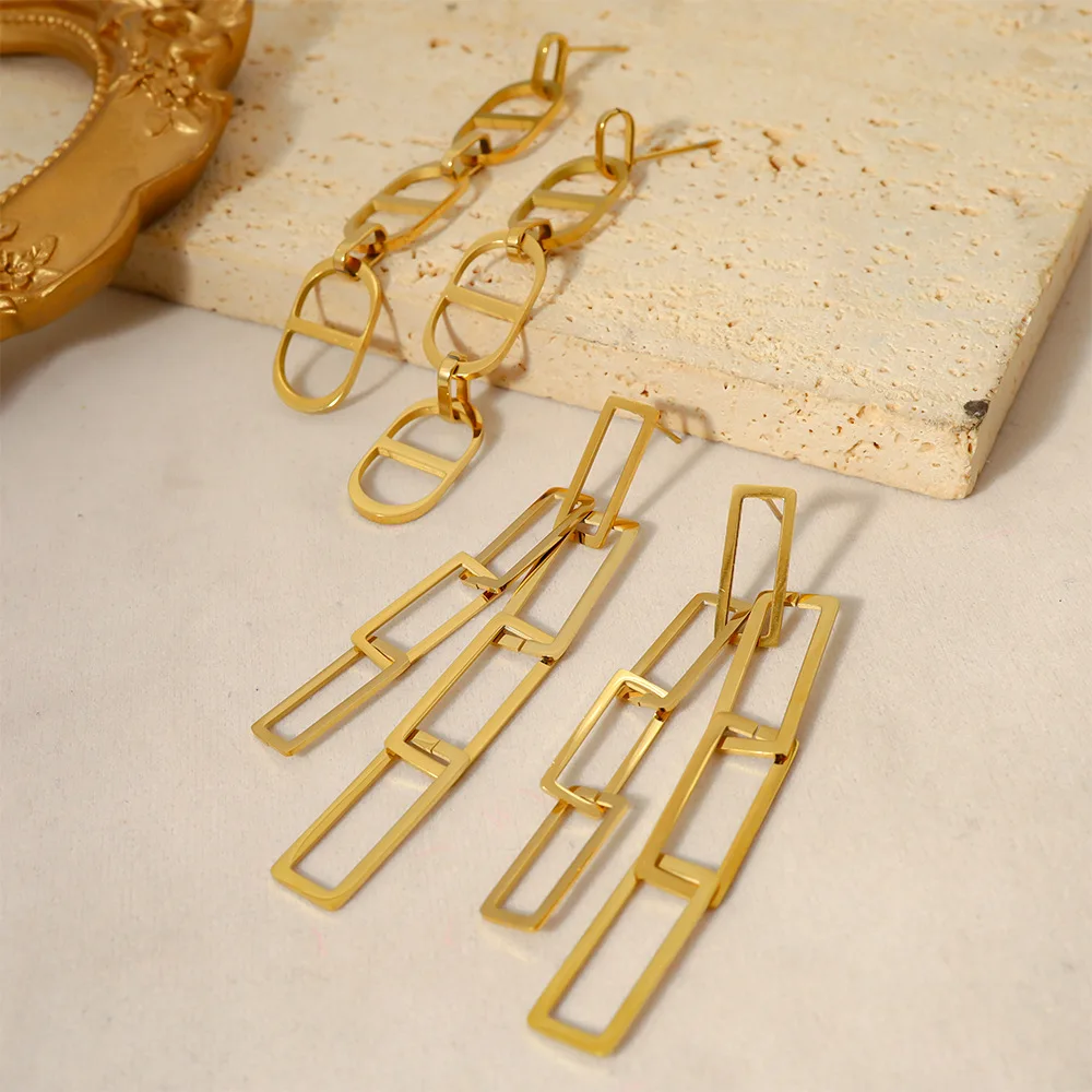 Hot Sales Wholesale Stainless Steel plated 14K 18K Real Gold Pig Nose Chain Earrings for Women