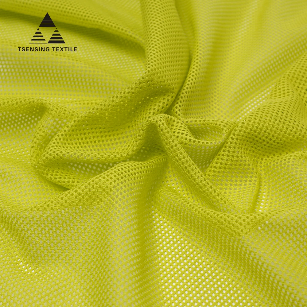Высокоэластичная трикотажная одежда, полиэстер, спандекс, устойчивая сетчатая ткань для спортивных топов