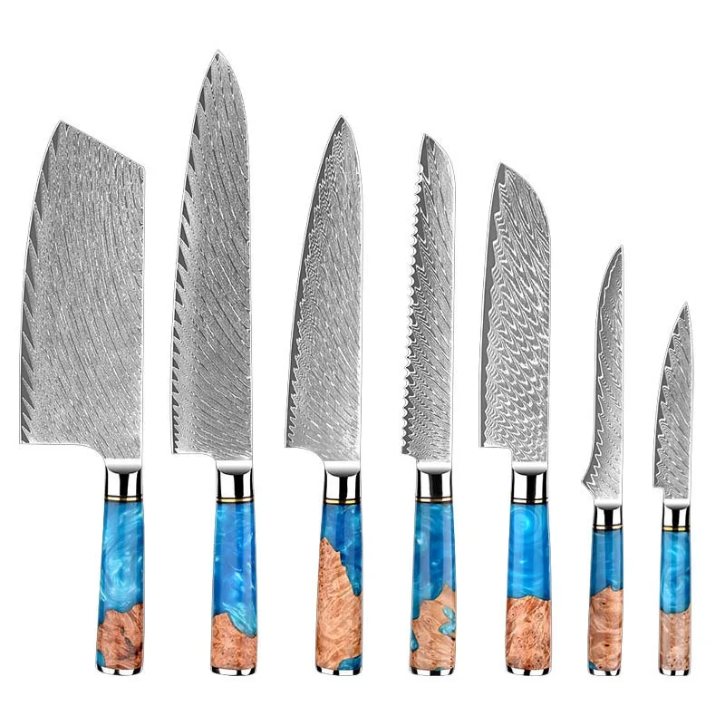 6 шт. 67 слоев Дамасские кухонные ножи