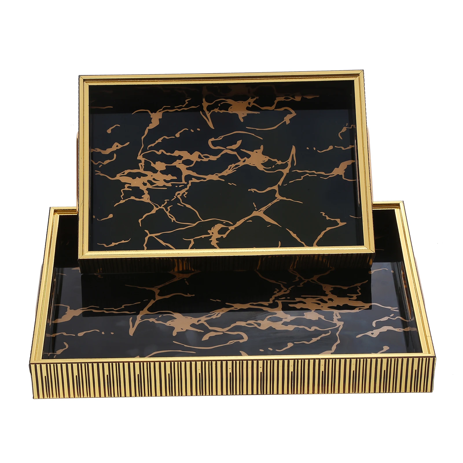 Wholesale Mirror Islamic Decor Plastic Tray For Coffee Table Ottoman Bathroom Serving Tray with Handle