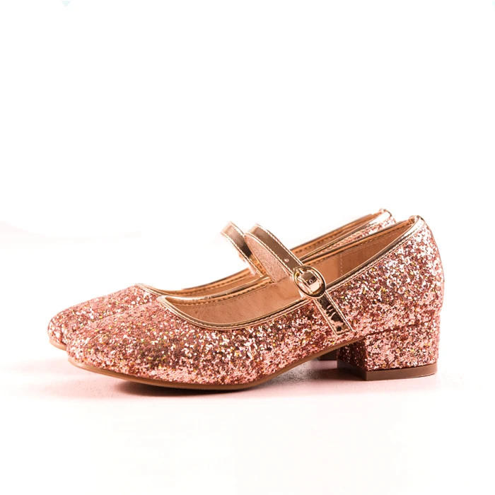modern style rose gold glitter kids children toddler high heel shoes for kids girls baby